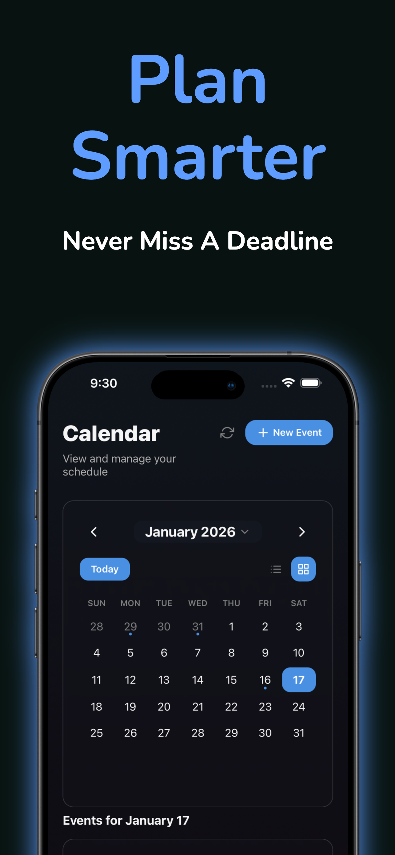 Plan Smarter - Calendar view